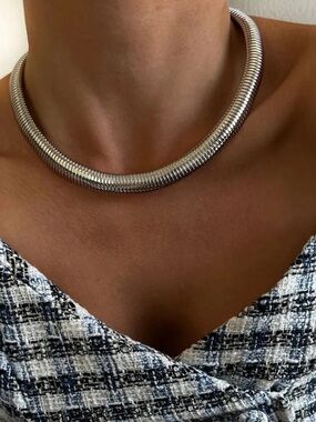 Stainless Steel Silver Snake Chain Necklace Thick Choker Tarnish Free
